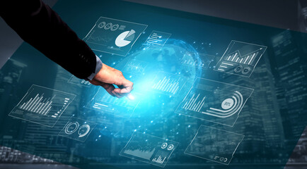 Real-time global data analytics dashboard visualizing insights from interconnected systems for decision-making, business analytics, and digital transformation Vouch