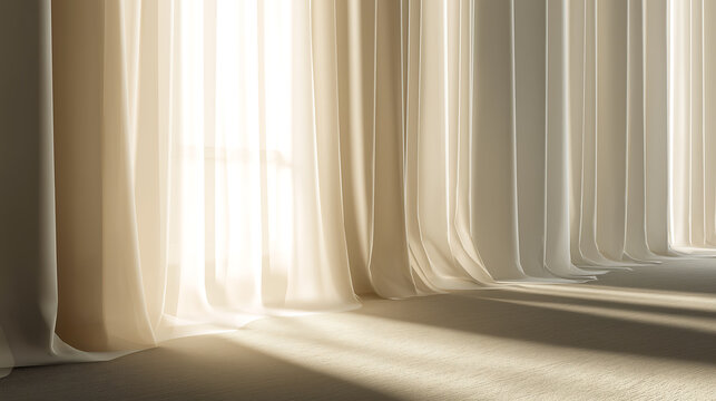 Cloud dancer luxury home decor beige curtains sunlight interior design window treatment backdrop, colour of the year 2026