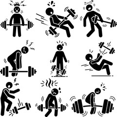 Man Failing to Lift Heavy Barbell Due to Weight and Strain