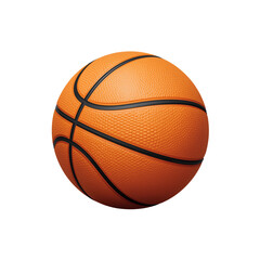 Fototapeta premium Basketball orange leather ball with dark black-lined channels, studio isolated on transparent background for sports training and game concept