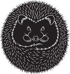 Stylized hedgehog illustration. cute spiny mammal with round silhouette, vector graphic, isolated on white background.