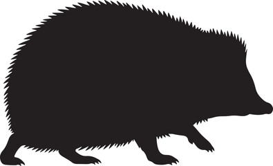 Hedgehog silhouette. detailed vector illustration of a wild spiny animal, isolated on a white background.