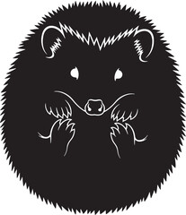 Stylized hedgehog illustration in black and white, a cute animal logo icon or graphic element, clean vector artwork.
