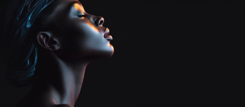 Dramatic Portrait of a Woman with Dark Skin and Artistic Lighting.