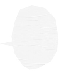 White glued paper speech bubble clipping for creative communication, advertising, and marketing concept, blank minimalistic chat element with natural wrinkled texture