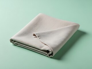 Folded linen napkin on a pastel green backdrop offers soft texture