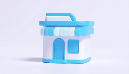 3d icon of mini store illustration of bussiness isolated on white background