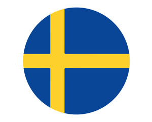 Swedish flag circular icon, national symbol for country sweden isolated on white background, Vector