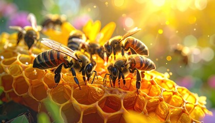Bees on Honeycomb with Sunny.
