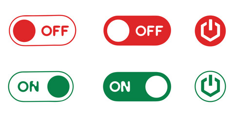 Power icon set. On off power button icon. Switch on switch off icon, vector illustration.Shutdown icon set, power icon, on off sign. Vector illustration flat editable set of illustration
