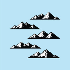 Mountain Range Peaks Silhouette  Dramatic Vector Set Collection