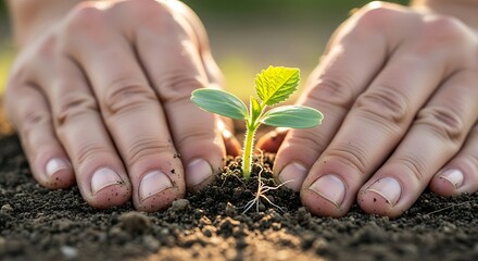 Hands nurturing a fragile sprout, symbolizing care and fresh beginnings