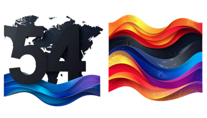 United Arab Emirates 54 Celebration Map Artwork Pair, isolated on transparent background