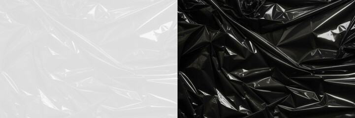 Crumpled Black Plastic Texture Isolated on Background