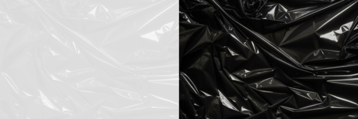 Crumpled Black Plastic Texture Isolated on Background