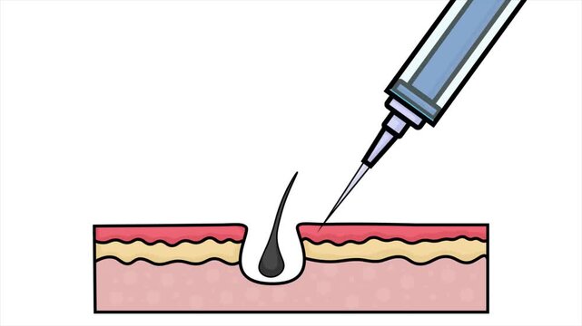 Medical Animation: Hair Follicle Treatment Injection for Hair Loss PRP Mesotherapy