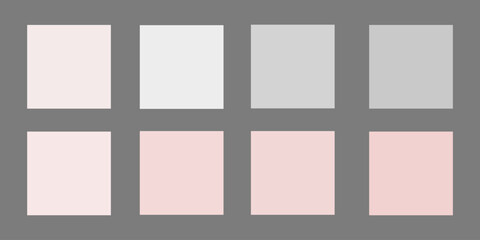 Set of soft pastel white and blush pink color squares in minimal grid layout isolated on white background. Concept of gentle neutral palette, elegant tone selection, UI design element.