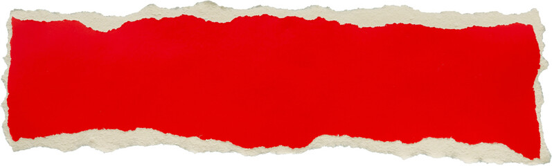 piece of red cardboard paper tear isolated on white background