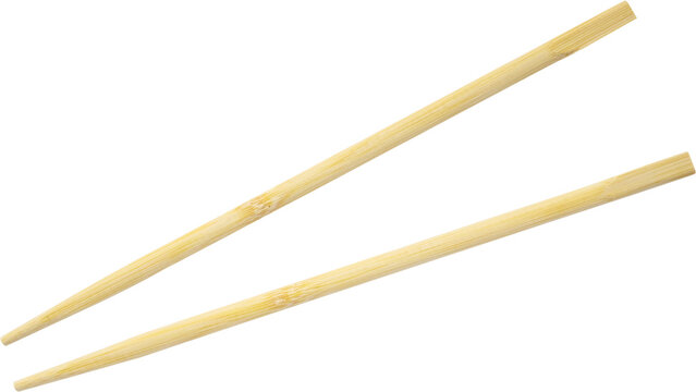 wooden bamboo chopsticks isolated on white background