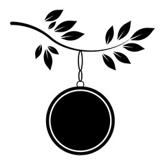 A decorative branch with a circular sign, ready for customization