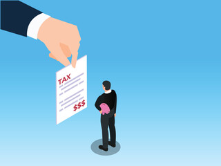 Businessman Balancing Between Sad and Happy Emoticons 3d isometric vector illustration