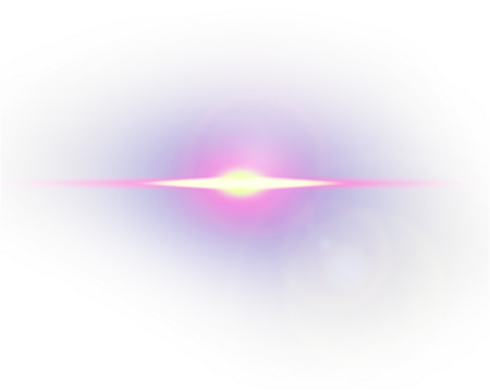 Bright horizontal lens flare light effect on transparent background.