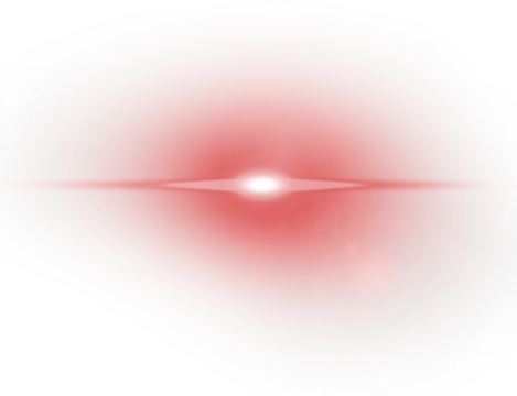 Red horizontal lens flare light effect on transparent background.
