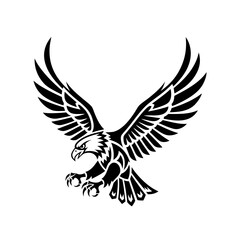 Obraz premium Majestic Eagle Flying Downwards with Wings Spread Wide in a Powerful Display of Freedom