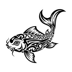 Fototapeta premium Tribal Koi Fish Tattoo Design - A Stunning Representation of Japanese Culture and Symbolism