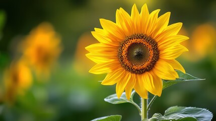 Obraz premium Sunflower in field, bright, golden, summer, beautiful, nature