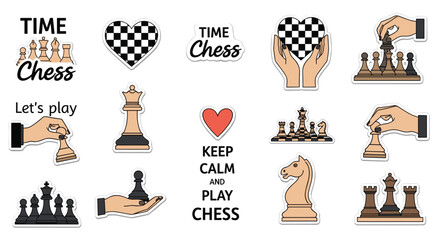 A collection of chess themed stickers for players and enthusiasts.