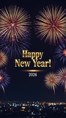 New Year Night Sky Filled with Fireworks &ndash; Smartphone Greeting Card