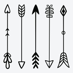 Black Doodle Tribal Arrows Set