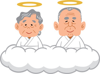 天国で微笑むおじいちゃんとおばあちゃん
