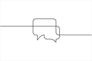 Speech bubble continuous one line art drawing of Empty speech minimalist linear illustration, One line drawing of conversation dialogue bubbles vector