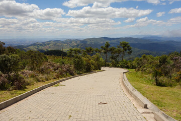 trail to Pedra da Macela peak, in Serra do Mar mountain range, on border between states of Sao...