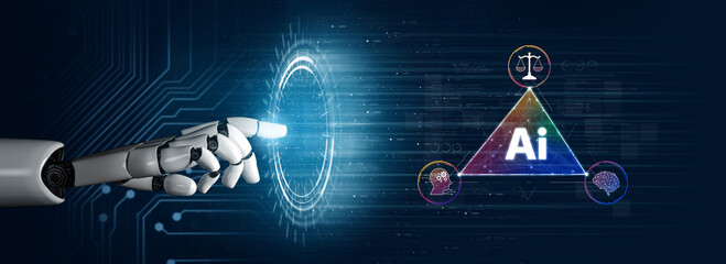 AI brain processes big data with generative AI, LLMs, and machine learning to support business...