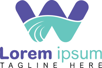 Modern initial W letter logo design incorporating a dynamic wave for corporate identity isolated PNG with Transparent Background