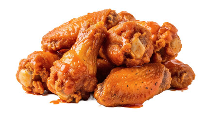 A pile of delicious buffalo chicken wings isolated on transparent background
