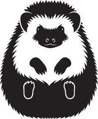 Stylized black and white hedgehog illustration with distinctive spiky quills, a cute graphic animal icon and vector artwork.