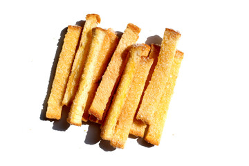 Sweet, sugar-coated crispy toast sticks.