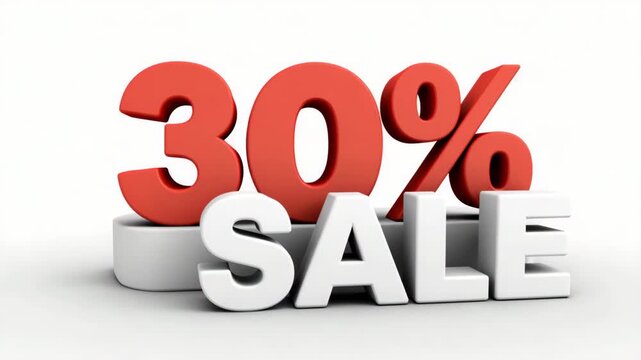 Bold 3D "30% Sale" Typography for Discount and Promotion Advertising