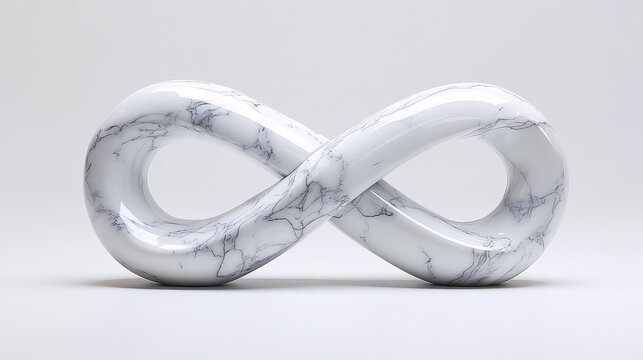 Timeless infinity motif represented in sophisticated white and gray marble.
