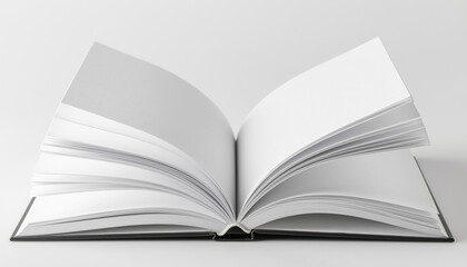 Fototapeta premium Open Blank Book or Notebook Mockup with Pages Spread on White Background.