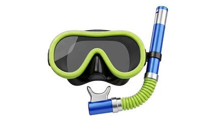 A Snorkel Mask and Tube Equipment for Underwater Exploration Against a Clean White Background Isolated Subject