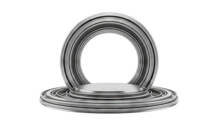 Abstract SciFi Circular Archway Stage With Metallic Podium Base And Steps Isolated On Transparent Background High Detail 3D Render