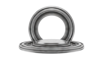 Abstract SciFi Circular Archway Stage With Metallic Podium Base And Steps Isolated On Transparent Background High Detail 3D Render