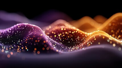 Abstract digital wave with glowing particles and vibrant colors.