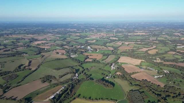 Aerial view of a bocage landscape in Brittany - Vue a&eacute;rienne d'un paysage de bocage en Bretagne