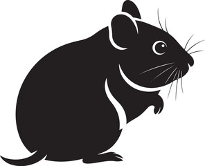 Stylized black silhouette vector illustration of a small rodent, possibly a mouse or rat, isolated on a clean background.